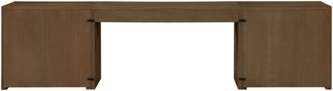 Yara Brown Cane, Solid Wood And Oak Veneer Desk, 3-Piece (Style 2)