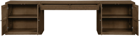 Yara Brown Cane, Solid Wood And Oak Veneer Desk, 3-Piece (Style 2)