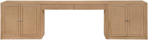 Yara Natural Cane, Solid Wood And Oak Veneer Desk, 3-Piece (Style 2)