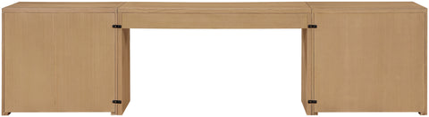 Yara Natural Cane, Solid Wood And Oak Veneer Desk, 3-Piece (Style 2)