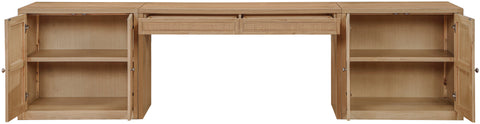 Yara Natural Cane, Solid Wood And Oak Veneer Desk, 3-Piece (Style 2)