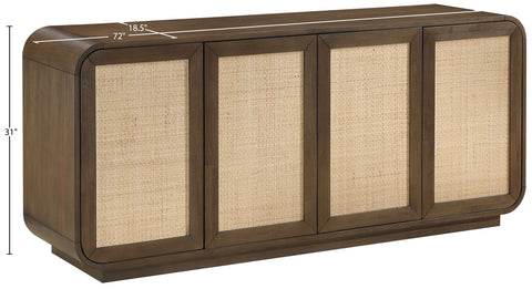Prescott Brown Solid Wood And Brown Cane Sideboard / Buffet, 1 Piece