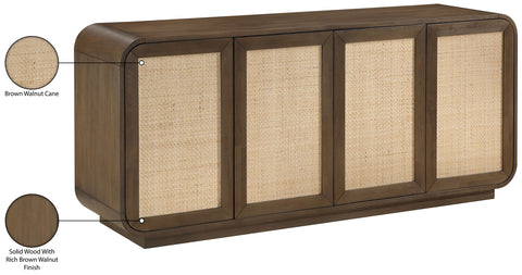 Prescott Brown Solid Wood And Brown Cane Sideboard / Buffet, 1 Piece