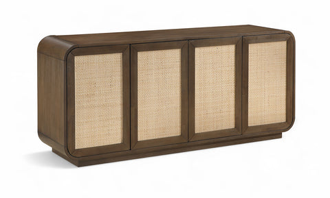 Prescott Brown Solid Wood And Brown Cane Sideboard / Buffet, 1 Piece
