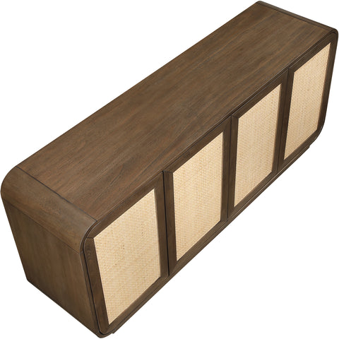 Prescott Brown Solid Wood And Brown Cane Sideboard / Buffet, 1 Piece