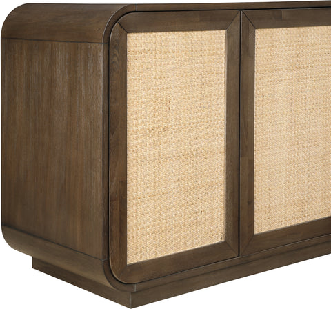 Prescott Brown Solid Wood And Brown Cane Sideboard / Buffet, 1 Piece