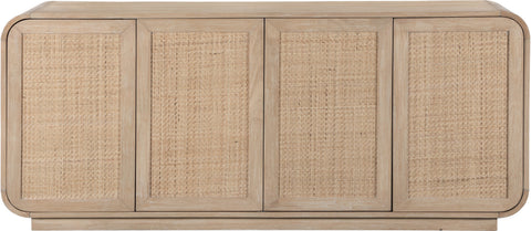 Prescott Natural Solid Wood And Natural Cane Sideboard / Buffet, 1 Piece