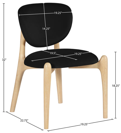 Monroe Black Velvet Performance Fabric Upholstered Dining Chair, 2-Piece