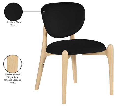 Monroe Black Velvet Performance Fabric Upholstered Dining Chair, 2-Piece