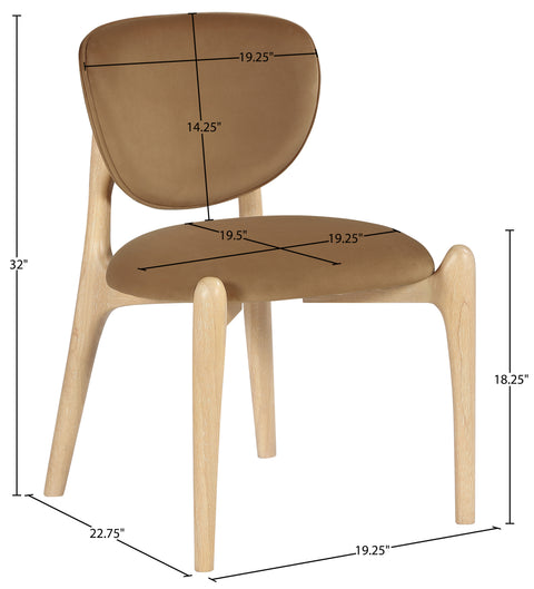 Monroe Saddle Velvet Performance Fabric Upholstered Dining Chair, 2-Piece