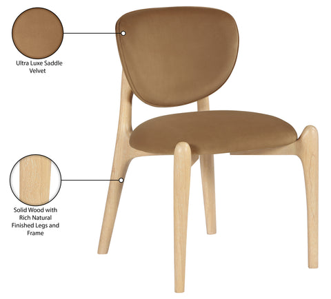 Monroe Saddle Velvet Performance Fabric Upholstered Dining Chair, 2-Piece