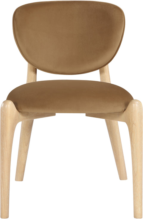 Monroe Saddle Velvet Performance Fabric Upholstered Dining Chair, 2-Piece