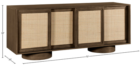 Prescott Brown Solid Wood And Brown Cane Sideboard / Buffet, 1 Piece (Style 2)