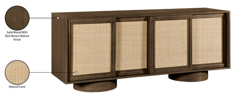 Prescott Brown Solid Wood And Brown Cane Sideboard / Buffet, 1 Piece (Style 2)