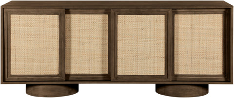 Prescott Brown Solid Wood And Brown Cane Sideboard / Buffet, 1 Piece (Style 2)