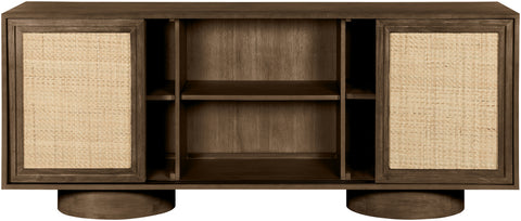 Prescott Brown Solid Wood And Brown Cane Sideboard / Buffet, 1 Piece (Style 2)