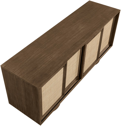Prescott Brown Solid Wood And Brown Cane Sideboard / Buffet, 1 Piece (Style 2)