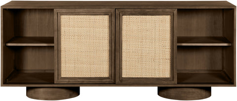 Prescott Brown Solid Wood And Brown Cane Sideboard / Buffet, 1 Piece (Style 2)