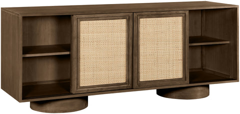 Prescott Brown Solid Wood And Brown Cane Sideboard / Buffet, 1 Piece (Style 2)