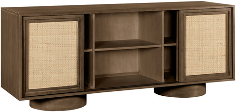 Prescott Brown Solid Wood And Brown Cane Sideboard / Buffet, 1 Piece (Style 2)