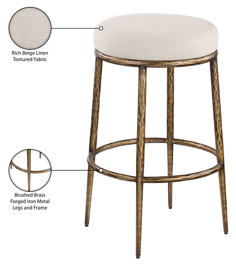 Orla Beige Performance Fabric Upholstered Bar Stool, 1 Piece