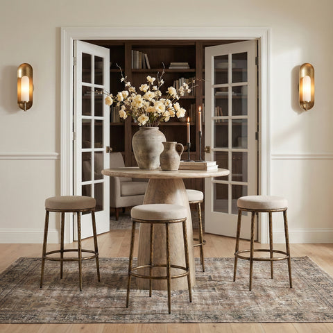Orla Beige Performance Fabric Upholstered Bar Stool, 1 Piece
