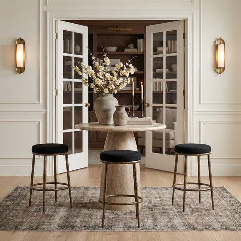 Orla Black Performance Fabric Upholstered Bar Stool, 1 Piece