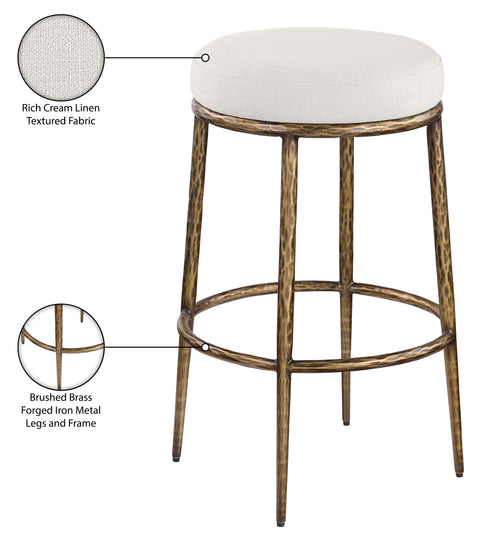 Orla Cream Performance Fabric Upholstered Bar Stool, 1 Piece