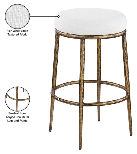 Orla White Performance Fabric Upholstered Bar Stool, 1 Piece