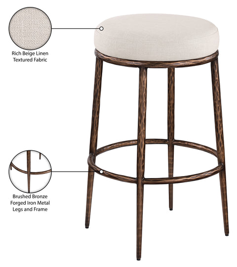 Orla Beige Performance Fabric Upholstered Bar Stool, 1 Piece (Style 2)