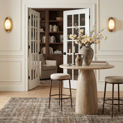 Orla Beige Performance Fabric Upholstered Bar Stool, 1 Piece (Style 2)
