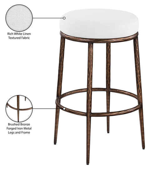 Orla White Performance Fabric Upholstered Bar Stool, 1 Piece (Style 2)