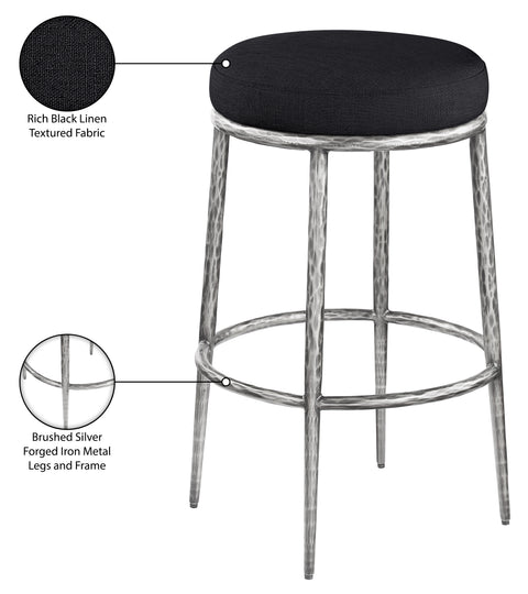 Orla Black Performance Fabric Upholstered Bar Stool, 1 Piece (Style 2)