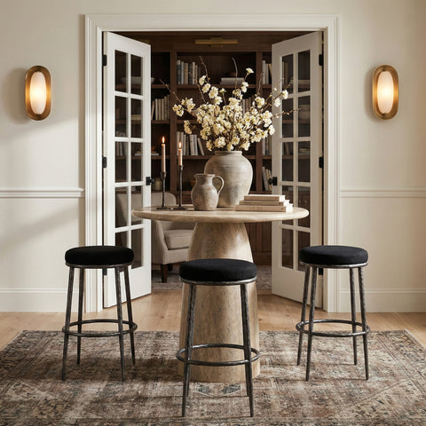 Orla Black Performance Fabric Upholstered Bar Stool, 1 Piece (Style 2)