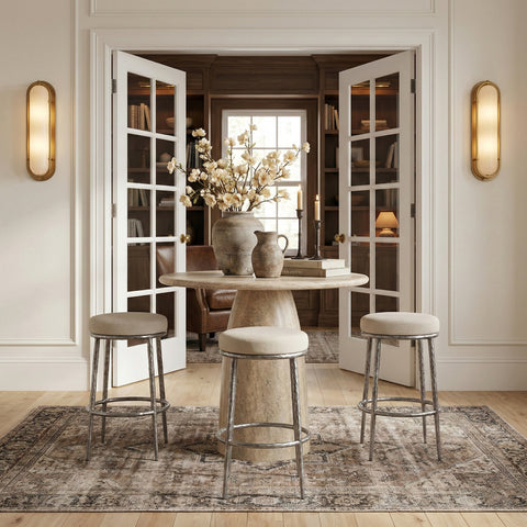 Orla Cream Performance Fabric Upholstered Bar Stool, 1 Piece (Style 3)