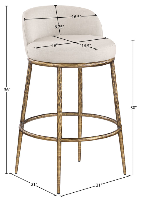 Orla Beige Performance Fabric Upholstered Bar Stool, 1 Piece (Style 3)