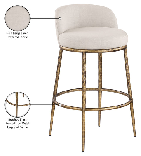 Orla Beige Performance Fabric Upholstered Bar Stool, 1 Piece (Style 3)