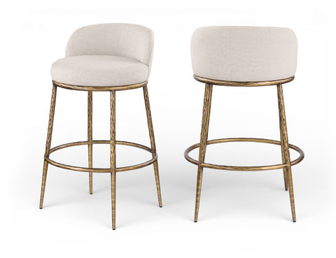 Orla Beige Performance Fabric Upholstered Bar Stool, 1 Piece (Style 3)