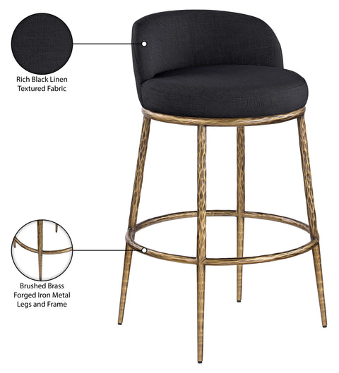Orla Black Performance Fabric Upholstered Bar Stool, 1 Piece (Style 3)