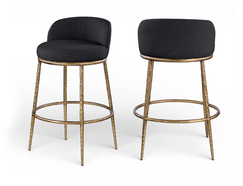 Orla Black Performance Fabric Upholstered Bar Stool, 1 Piece (Style 3)