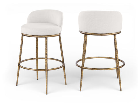 Orla Cream Performance Fabric Upholstered Bar Stool, 1 Piece (Style 4)