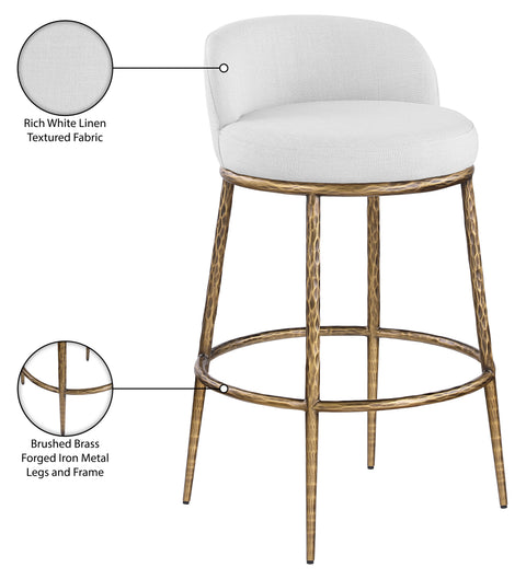Orla White Performance Fabric Upholstered Bar Stool, 1 Piece (Style 3)