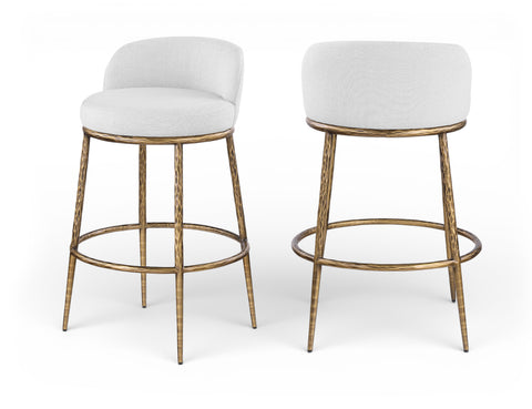 Orla White Performance Fabric Upholstered Bar Stool, 1 Piece (Style 3)