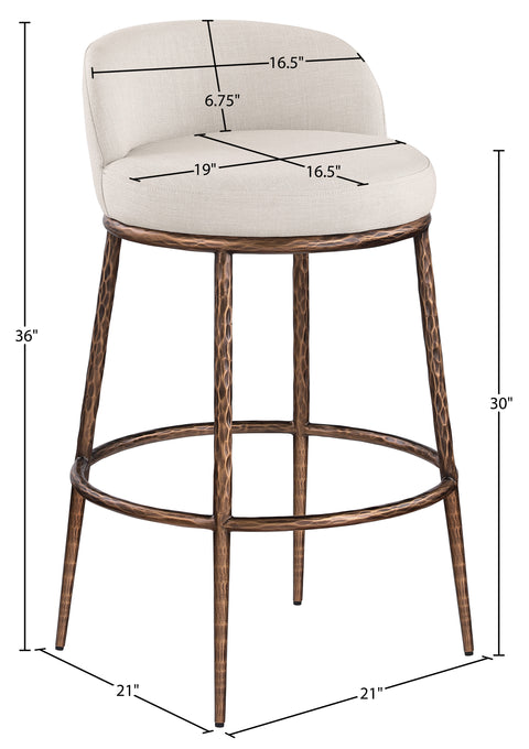 Orla Beige Performance Fabric Upholstered Bar Stool, 1 Piece (Style 4)