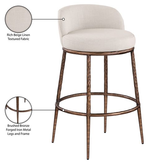Orla Beige Performance Fabric Upholstered Bar Stool, 1 Piece (Style 4)