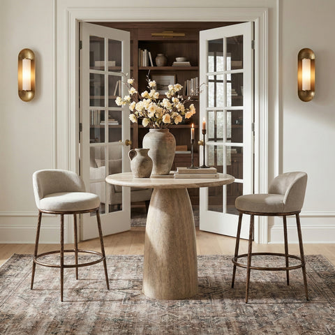 Orla Beige Performance Fabric Upholstered Bar Stool, 1 Piece (Style 4)