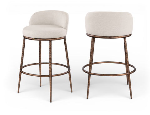 Orla Beige Performance Fabric Upholstered Bar Stool, 1 Piece (Style 4)