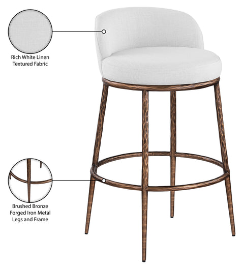 Orla White Performance Fabric Upholstered Bar Stool, 1 Piece (Style 4)