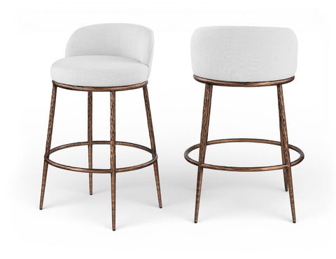 Orla White Performance Fabric Upholstered Bar Stool, 1 Piece (Style 4)