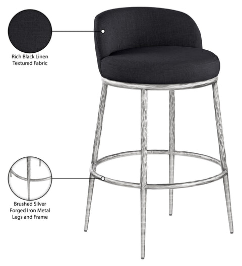 Orla Black Performance Fabric Upholstered Bar Stool, 1 Piece (Style 4)